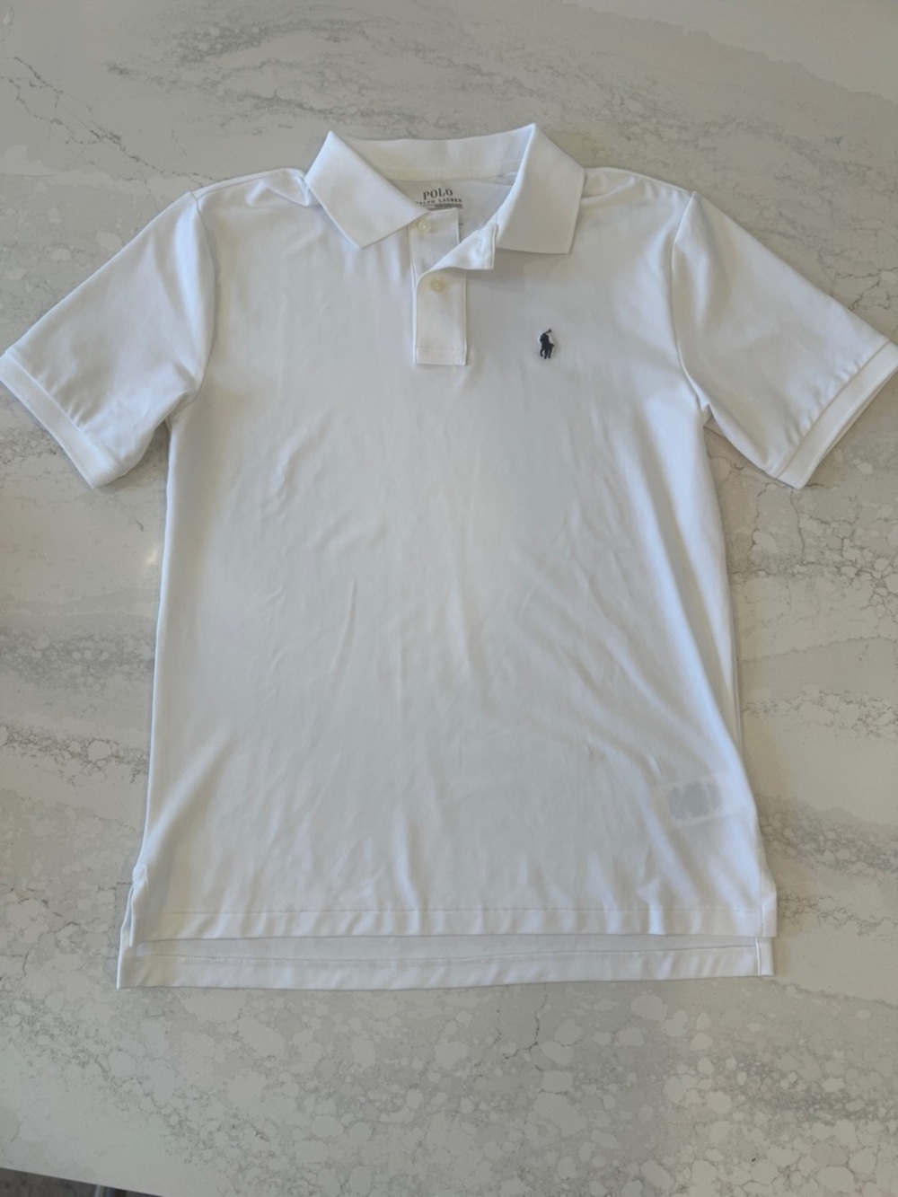 Polo by Ralph Lauren Performance White Polo with Navy Pony Embroidery